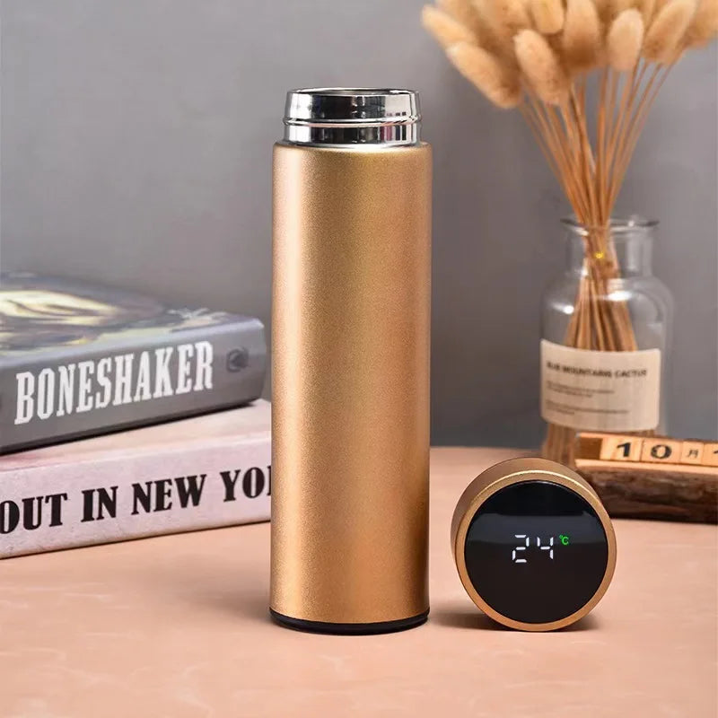 Stainless Steel Thermal Bottle With Digital Thermometer 500ml Led